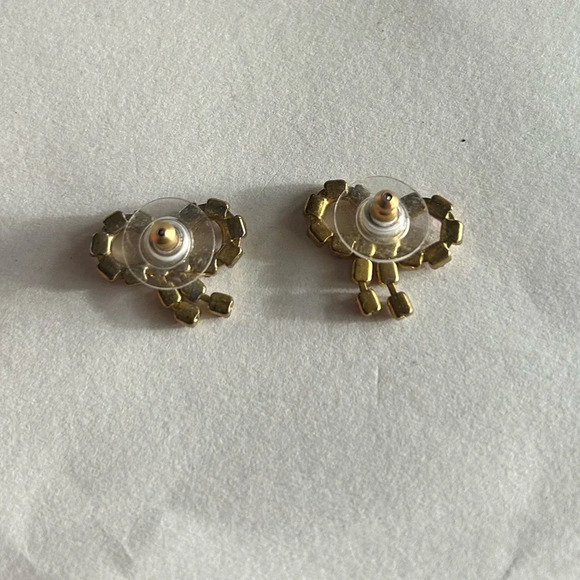 3/$20 Red & White/Clear Beaded Crystal Bow Gold Tone Drop Stud Earrings - Picture 2 of 3